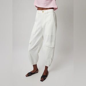 ATM Anthony Thomas Melillo Womens Pants Washed Cotton Twill Cargo Wide Legs NWT